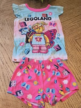Legoland Girls Pink & Light Blue Butterfly Pajama Set Size 4/5